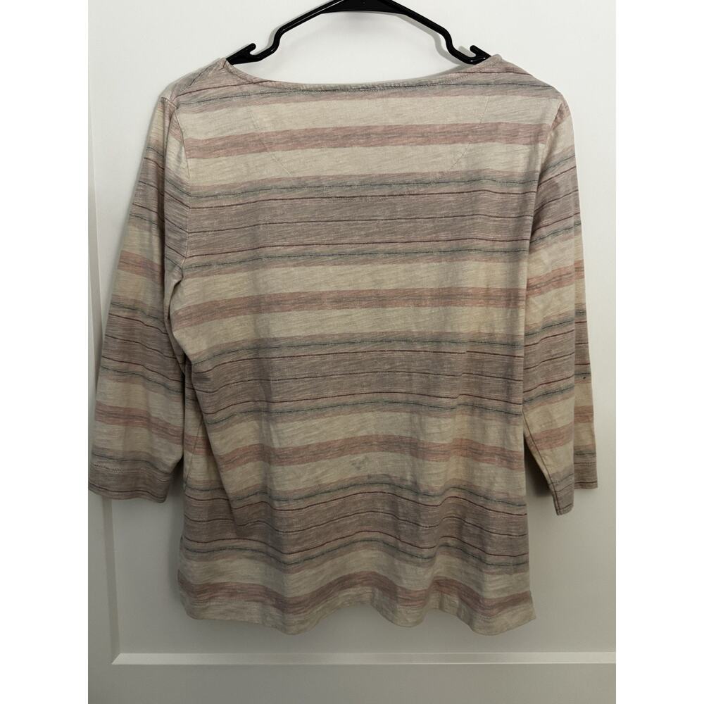 Laruen Ralph Lauren Womens 3/4 Sleeve Stripe Shirt Lace up Shirt Sz XL - Picture 4 of 10
